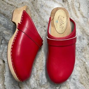 Classic red leather clogs from Lotta’s from Stockholm Made in Sweden 40 US 9